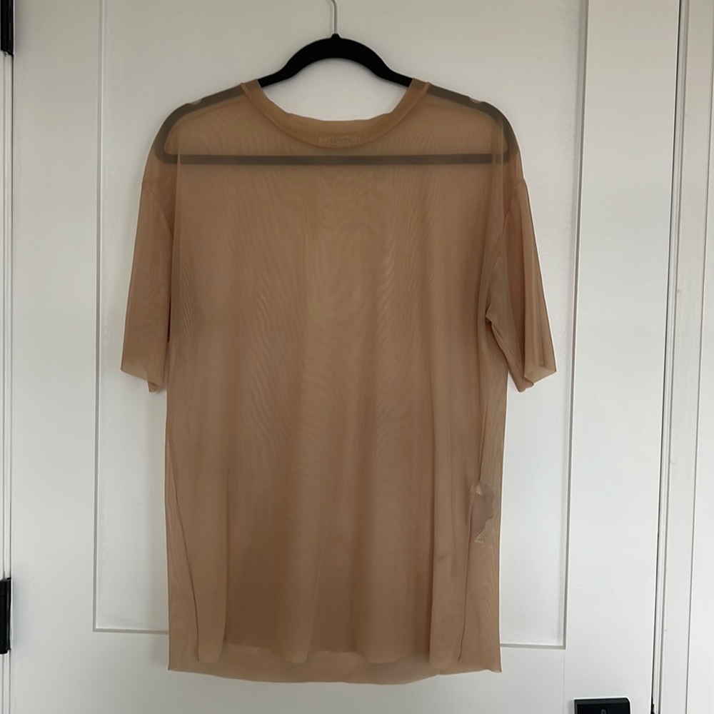 Sheer oversized beige shirt from Zara